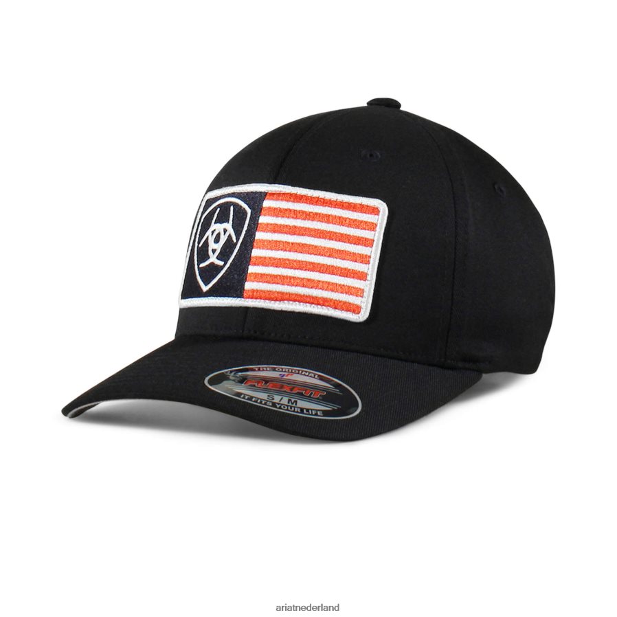 zwart Amerikaanse vlag patch schildkap Ariat Heren accessoires PJ26LN1935