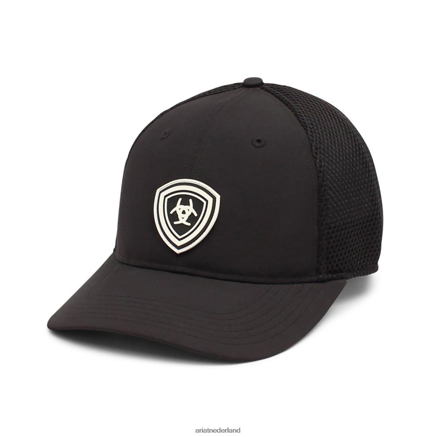 zwart pet met schildlogo Ariat Heren accessoires PJ26LN1953