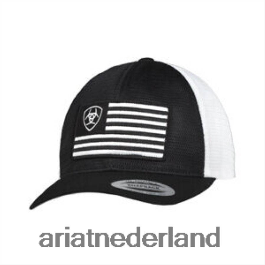 zwart schildvlag mesh cap Ariat Heren accessoires PJ26LN1989