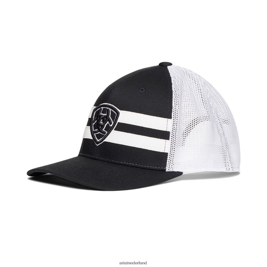 zwart wit pet met schildlogo Ariat Heren accessoires PJ26LN1967