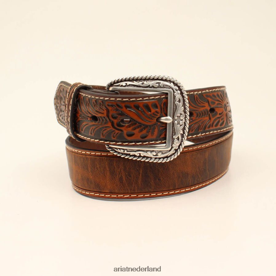 bruin Riem met bloemenreliëf aan de uiteinden Ariat Heren accessoires PJ26LN1853