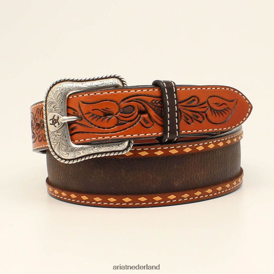 bruin riem met witte stiksels Ariat Heren accessoires PJ26LN1851