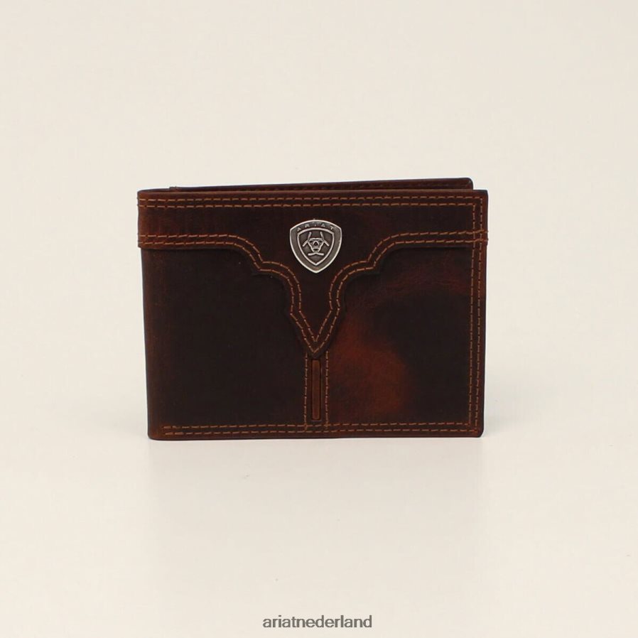 bruin tweevoudige portemonnee met middenrand Ariat Heren accessoires PJ26LN1821