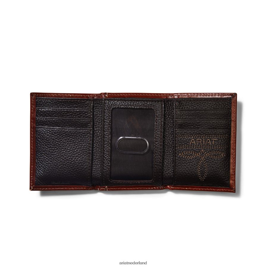 bruinen driebladige portemonnee diamantplaat Ariat Heren accessoires PJ26LN1783