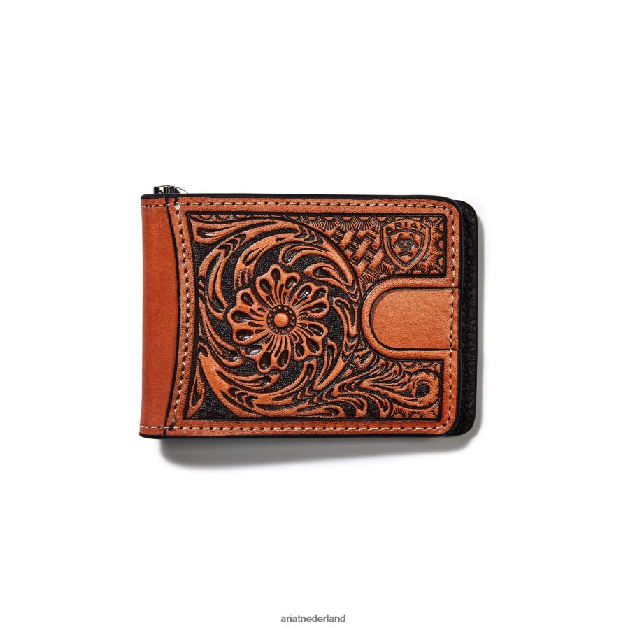 bruinen tweevoudige portemonnee met geborduurd bloemenlogo Ariat Heren accessoires PJ26LN1799