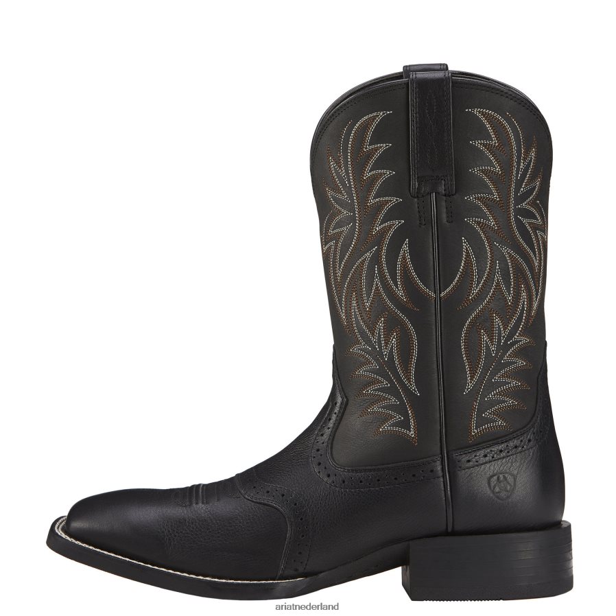 zwarte hertaan sport westernlaars met brede vierkante neus Ariat Heren schoenen PJ26LN16