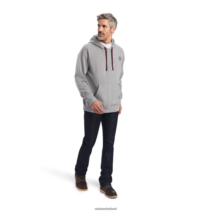 grijs gemêleerd logo-hoodie Ariat Heren topjes PJ26LN1402