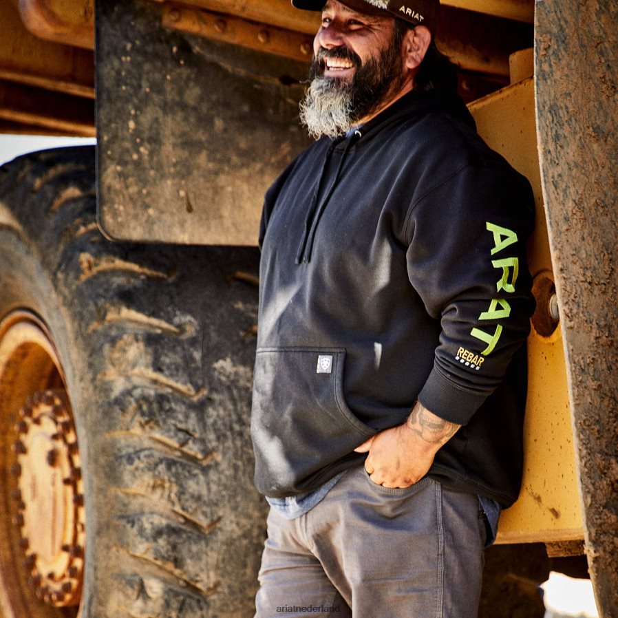 zwart/limoen grafische hoodie met wapening Ariat Heren topjes PJ26LN1395