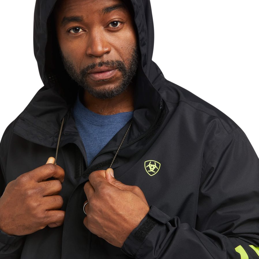 zwart/limoen waterdichte jas met stormshell-logo van wapening Ariat Heren topjes PJ26LN1560