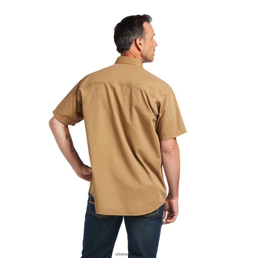 khaki werkoverhemd van gewassen keperstof Ariat Heren topjes PJ26LN1350