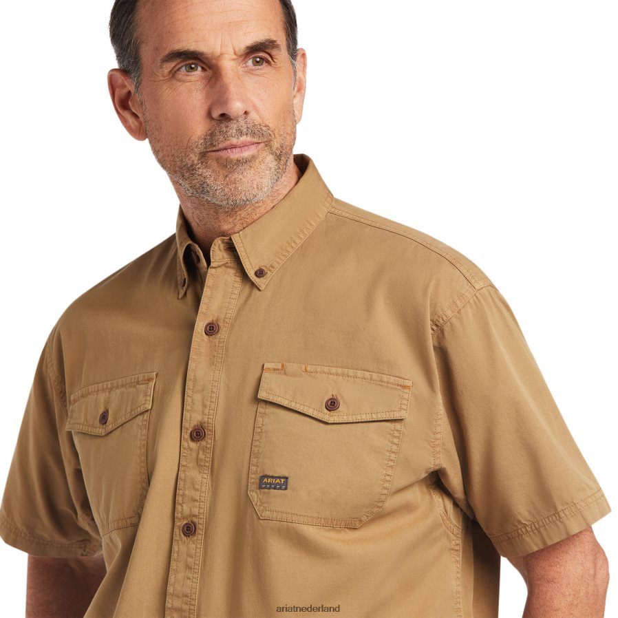khaki werkoverhemd van gewassen keperstof Ariat Heren topjes PJ26LN1350