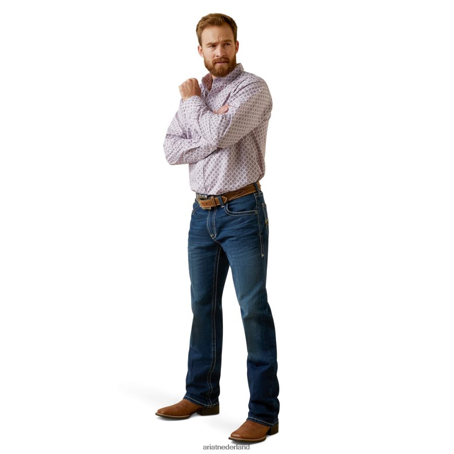 lila Merrick getailleerd overhemd Ariat Heren topjes PJ26LN1370