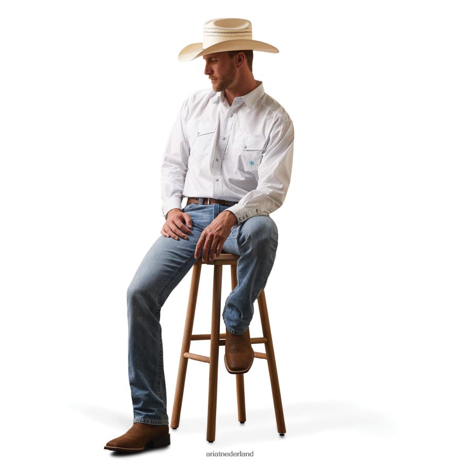 wit Kaine klassiek fit overhemd Ariat Heren topjes PJ26LN1357