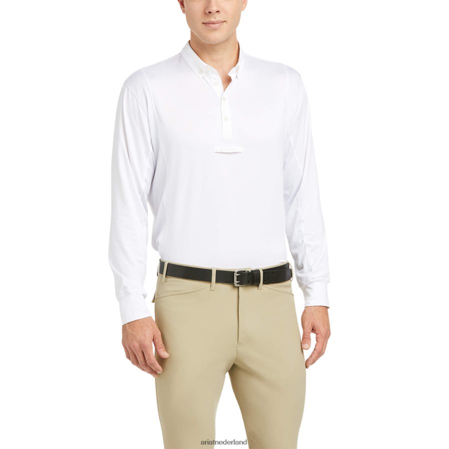 wit tek wedstrijdshirt met lange mouwen Ariat Heren topjes PJ26LN1677
