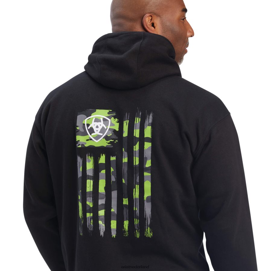 zwart Sweatshirt met camouflagevlag Ariat Heren topjes PJ26LN1443