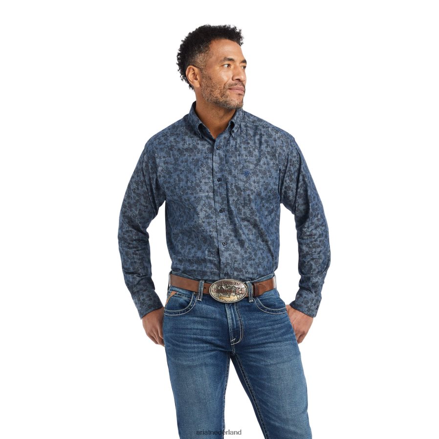 chambray blauw girard klassiek fit overhemd Ariat Heren toppen PJ26LN1180