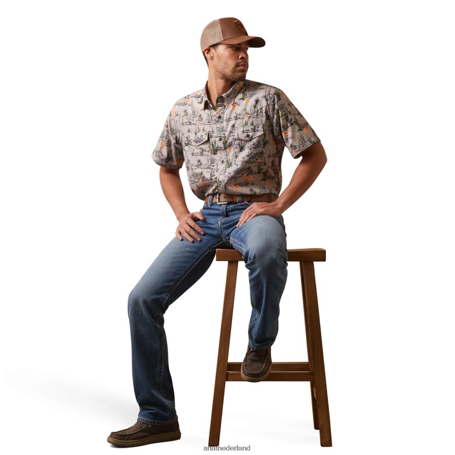 duif woestijnlandschap venttek western getailleerd overhemd Ariat Heren toppen PJ26LN1143