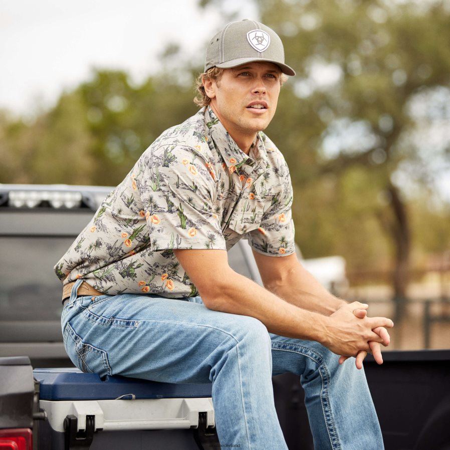 duif woestijnlandschap venttek western getailleerd overhemd Ariat Heren toppen PJ26LN1143