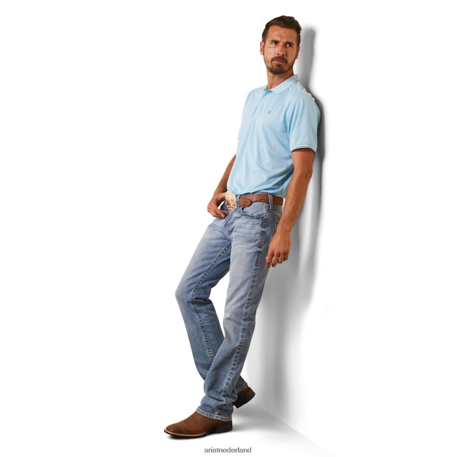 hemelsblauw Getailleerde polo met logo Ariat Heren toppen PJ26LN828