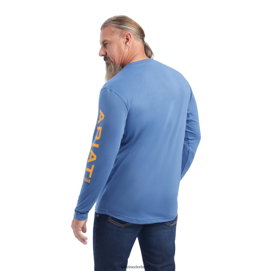 marineblauw gemêleerd/wapening oranje wapening werkman logo Ariat Heren toppen PJ26LN903