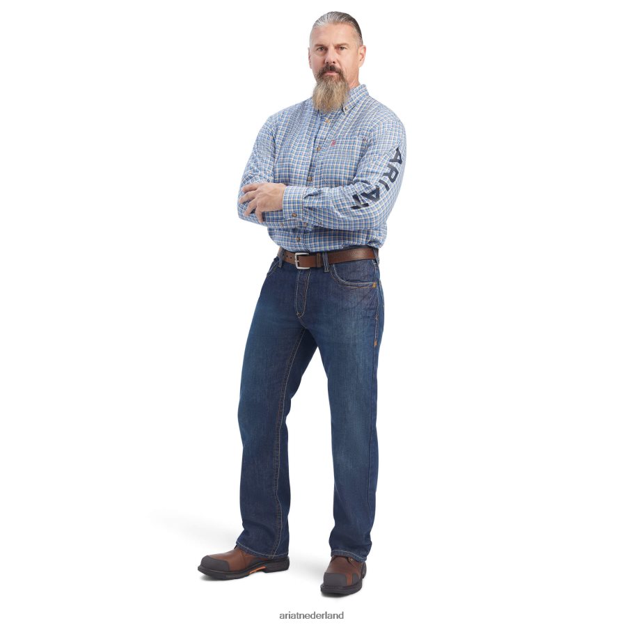 turkoois fr cunningham logo werkoverhemd Ariat Heren toppen PJ26LN1282