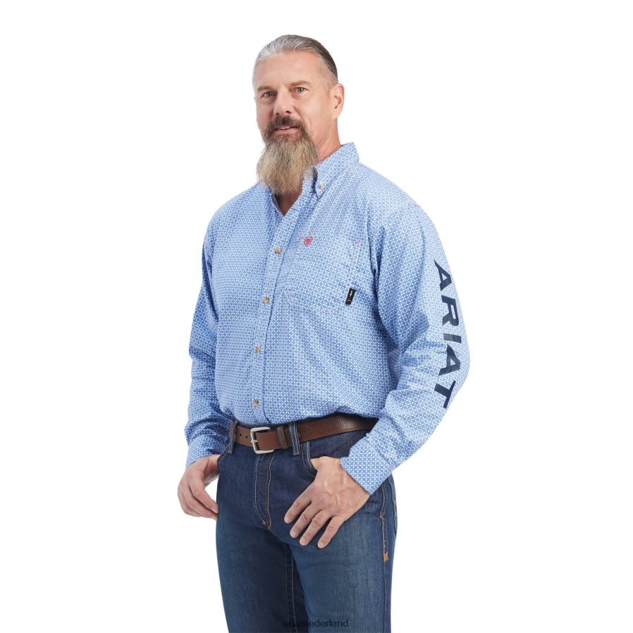 turquoise afdruk fr lanting-logo werkoverhemd Ariat Heren toppen PJ26LN1290