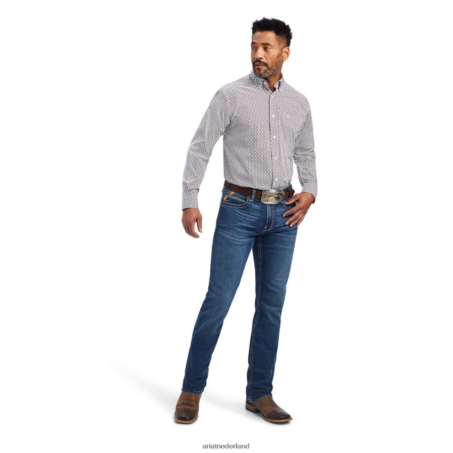 wit Finleigh klassiek fit overhemd Ariat Heren toppen PJ26LN1209