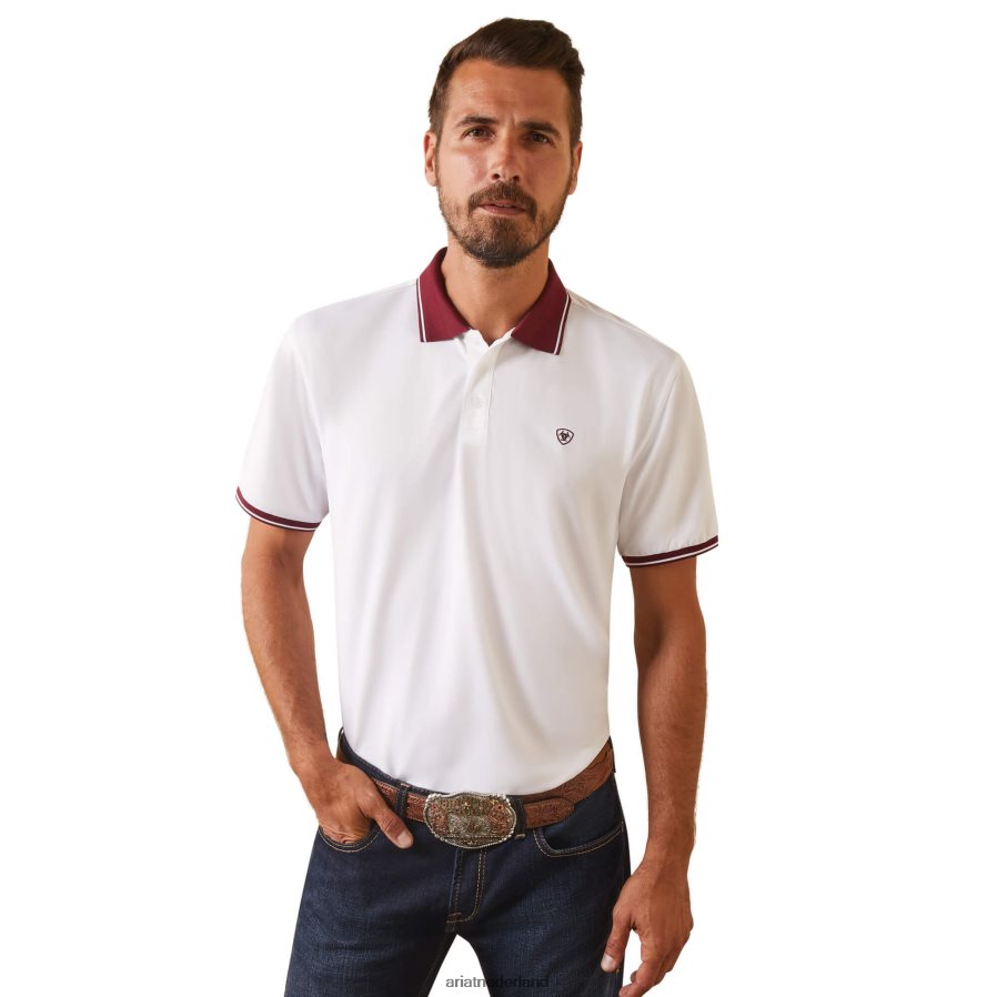 wit Getailleerde polo met logo Ariat Heren toppen PJ26LN727
