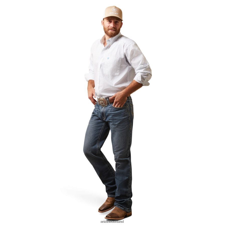 wit Kaine klassiek fit overhemd Ariat Heren toppen PJ26LN1008