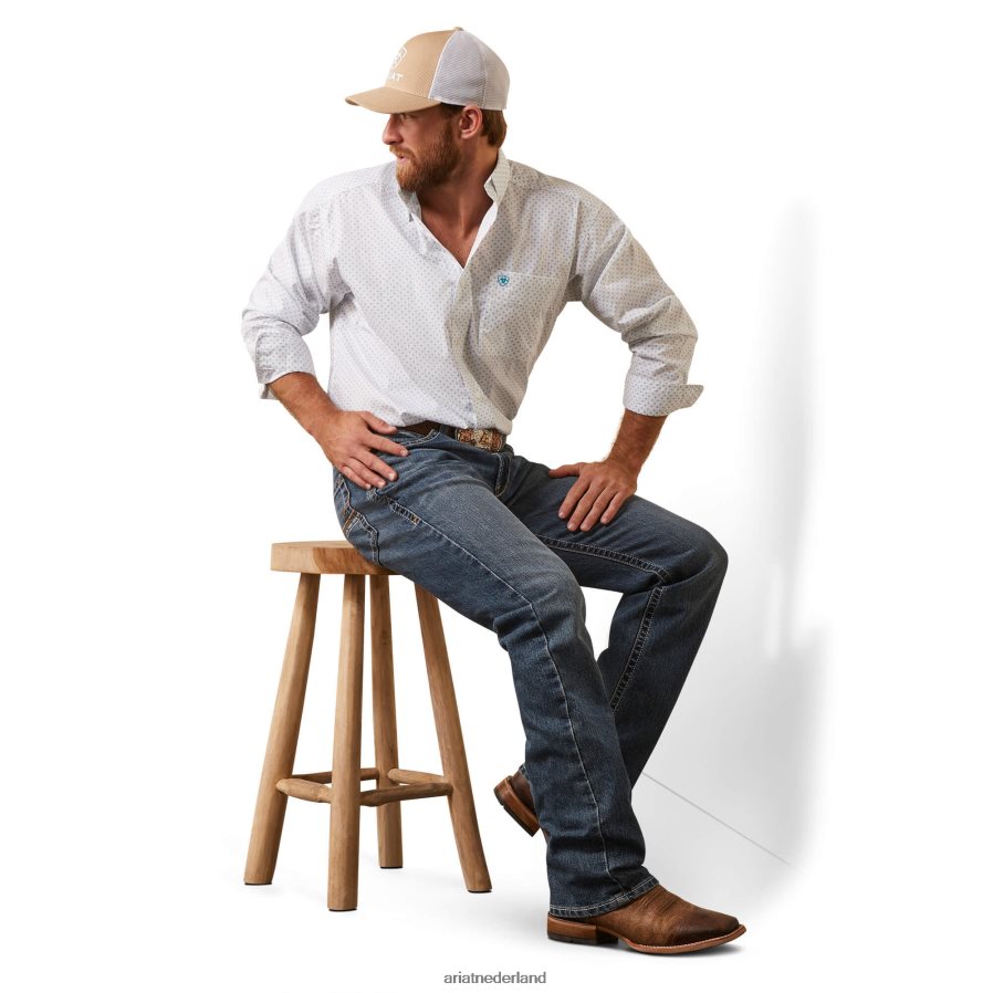 wit Kaine klassiek fit overhemd Ariat Heren toppen PJ26LN1008