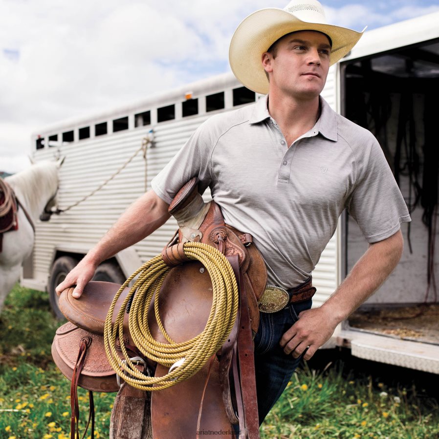 zilveren omlijning tek polo Ariat Heren toppen PJ26LN577