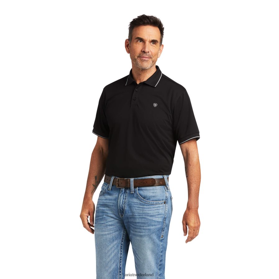 zwart Getailleerde polo met logo Ariat Heren toppen PJ26LN613