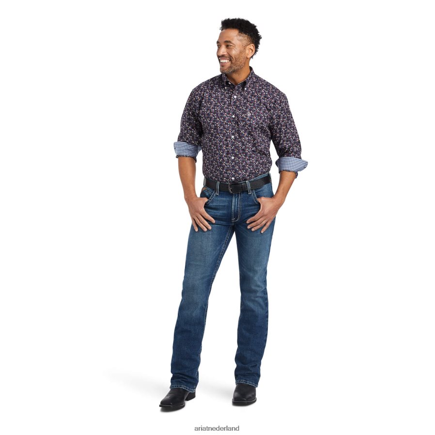 zwart kreukvrij elliott getailleerd overhemd Ariat Heren toppen PJ26LN1104