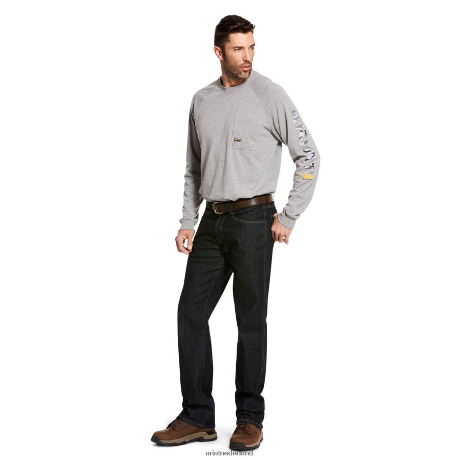 grijs gemêleerd sterk grafisch t-shirt van wapeningkatoen Ariat Heren toppen PJ26LN632