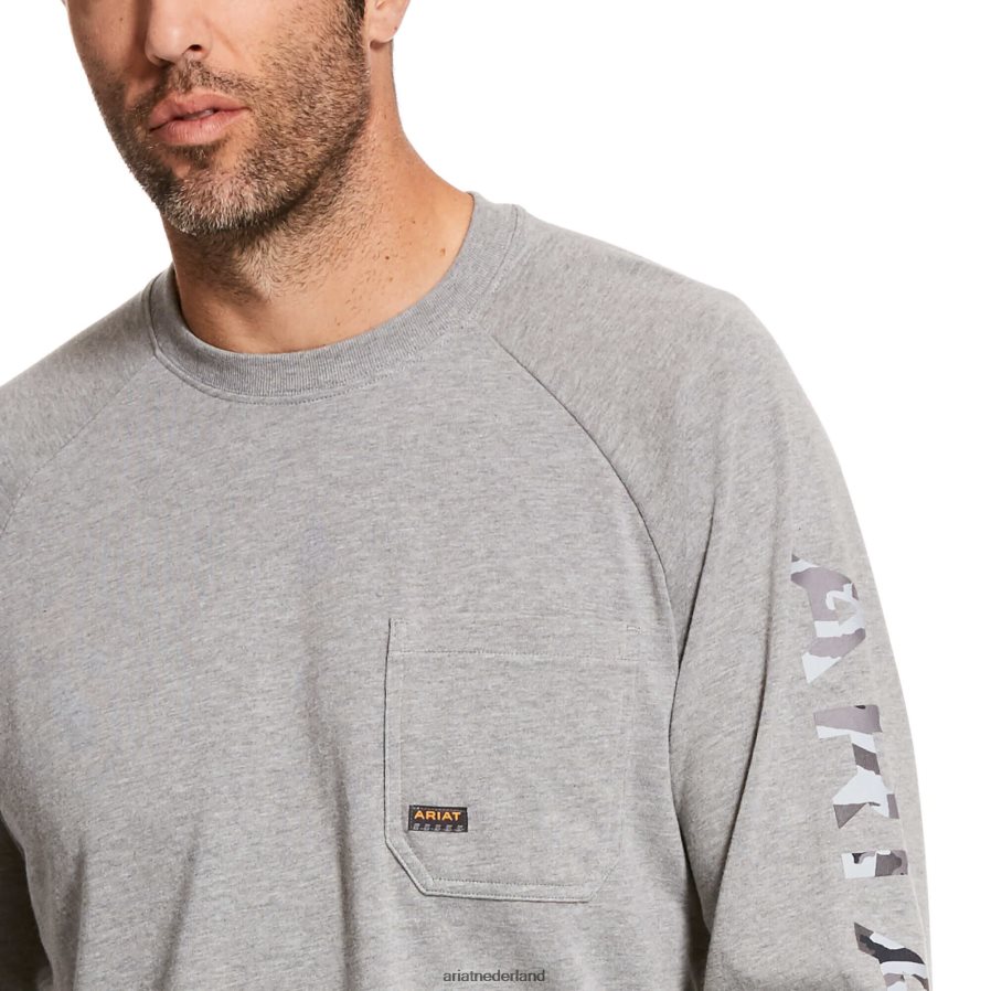 grijs gemêleerd sterk grafisch t-shirt van wapeningkatoen Ariat Heren toppen PJ26LN632