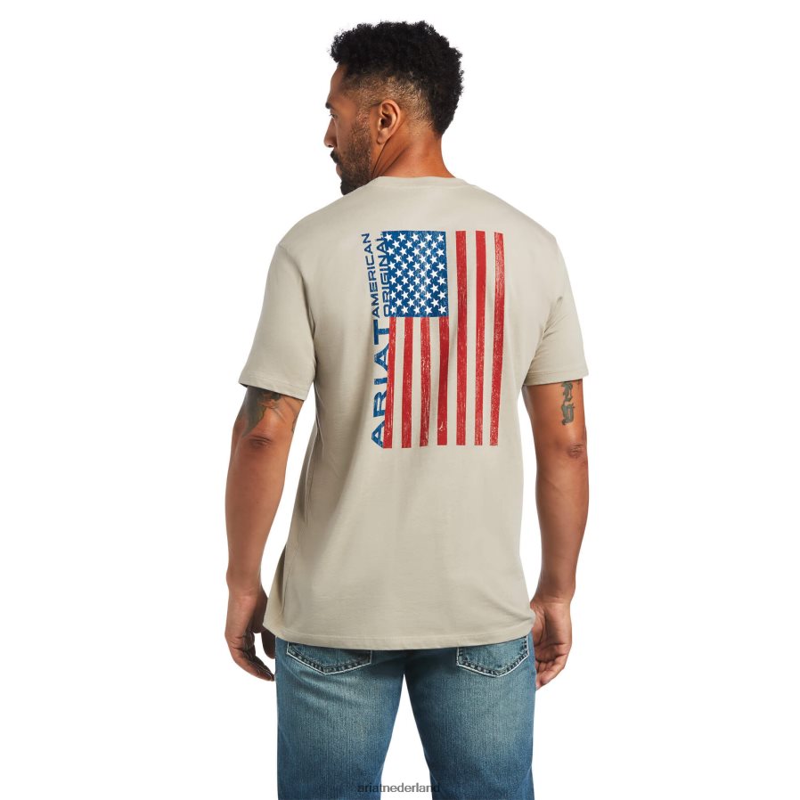 kaki heide T-shirt met houtnerfvlag Ariat Heren toppen PJ26LN591