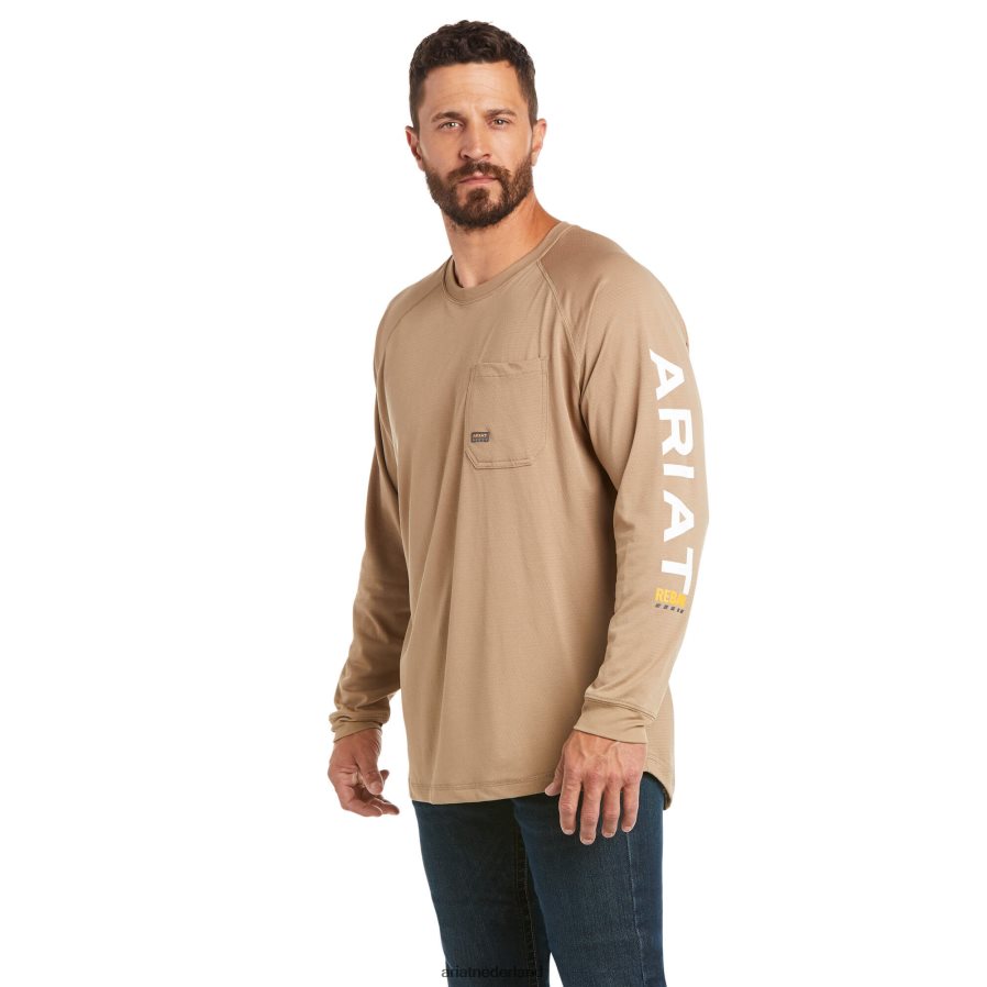 khaki wapening hittevechter t-shirt Ariat Heren toppen PJ26LN699