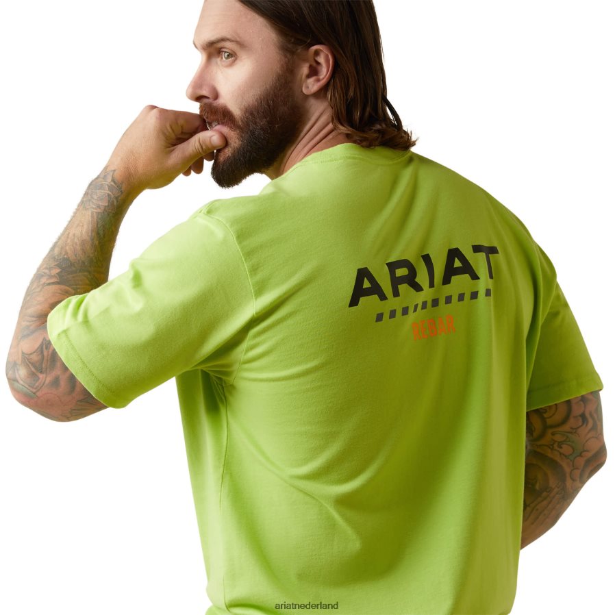 limoen/zwart sterk katoenen T-shirt met logo Ariat Heren toppen PJ26LN698