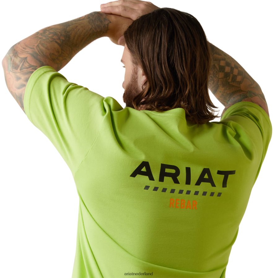 limoen/zwart sterk katoenen T-shirt met logo Ariat Heren toppen PJ26LN698