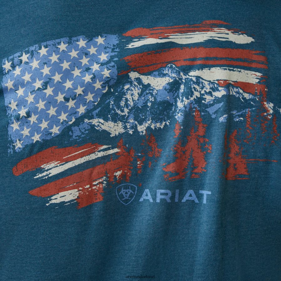 staalblauwe heide T-shirt met bergvlag Ariat Heren toppen PJ26LN925