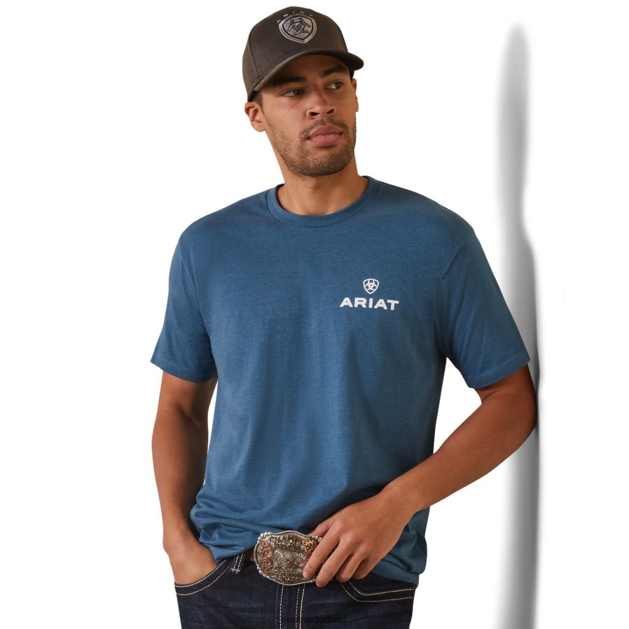 staalblauwe heide land van het gratis t-shirt Ariat Heren toppen PJ26LN839
