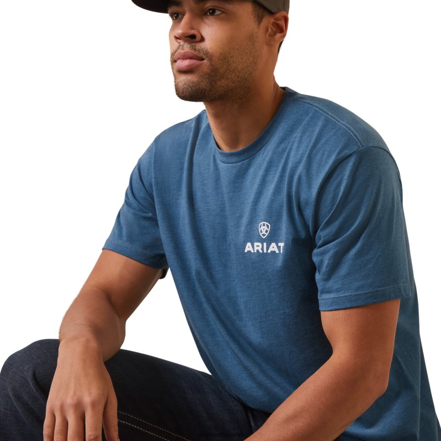 staalblauwe heide land van het gratis t-shirt Ariat Heren toppen PJ26LN839