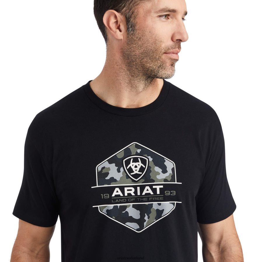 zwart T-shirt met camouflagebadge Ariat Heren toppen PJ26LN772