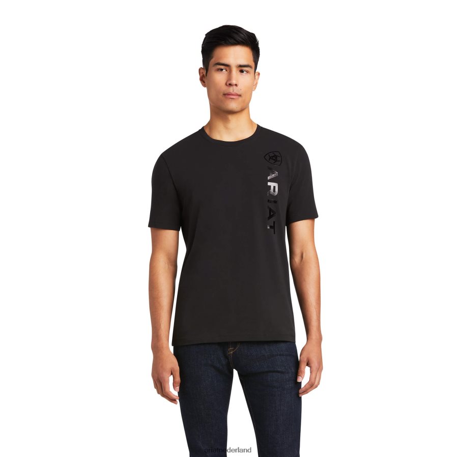 zwart T-shirt met verticaal logo Ariat Heren toppen PJ26LN718
