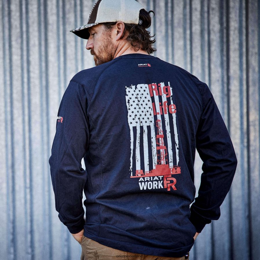 zwart fr air rig life grafisch t-shirt Ariat Heren toppen PJ26LN812