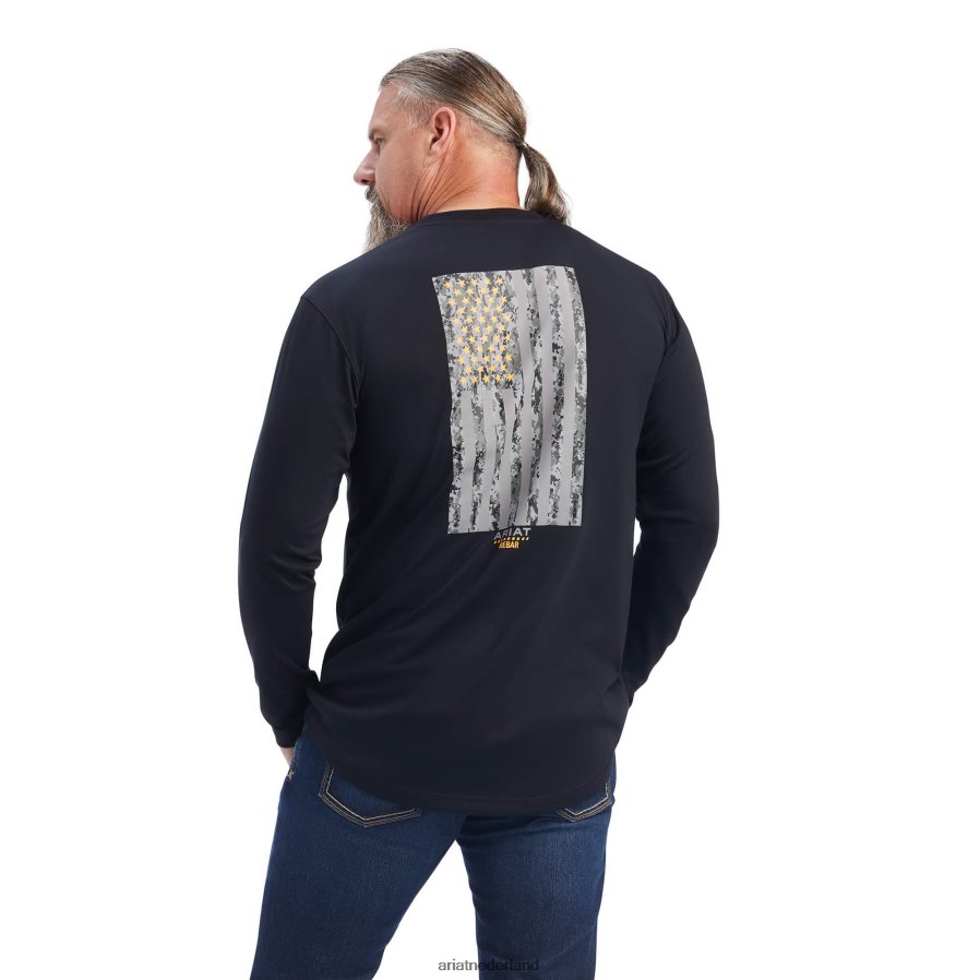 zwart wapening workman reflecterende vlag grafisch t-shirt Ariat Heren toppen PJ26LN911