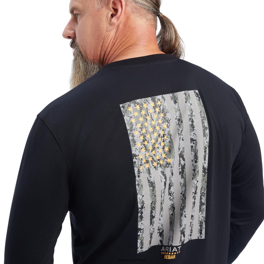 zwart wapening workman reflecterende vlag grafisch t-shirt Ariat Heren toppen PJ26LN911