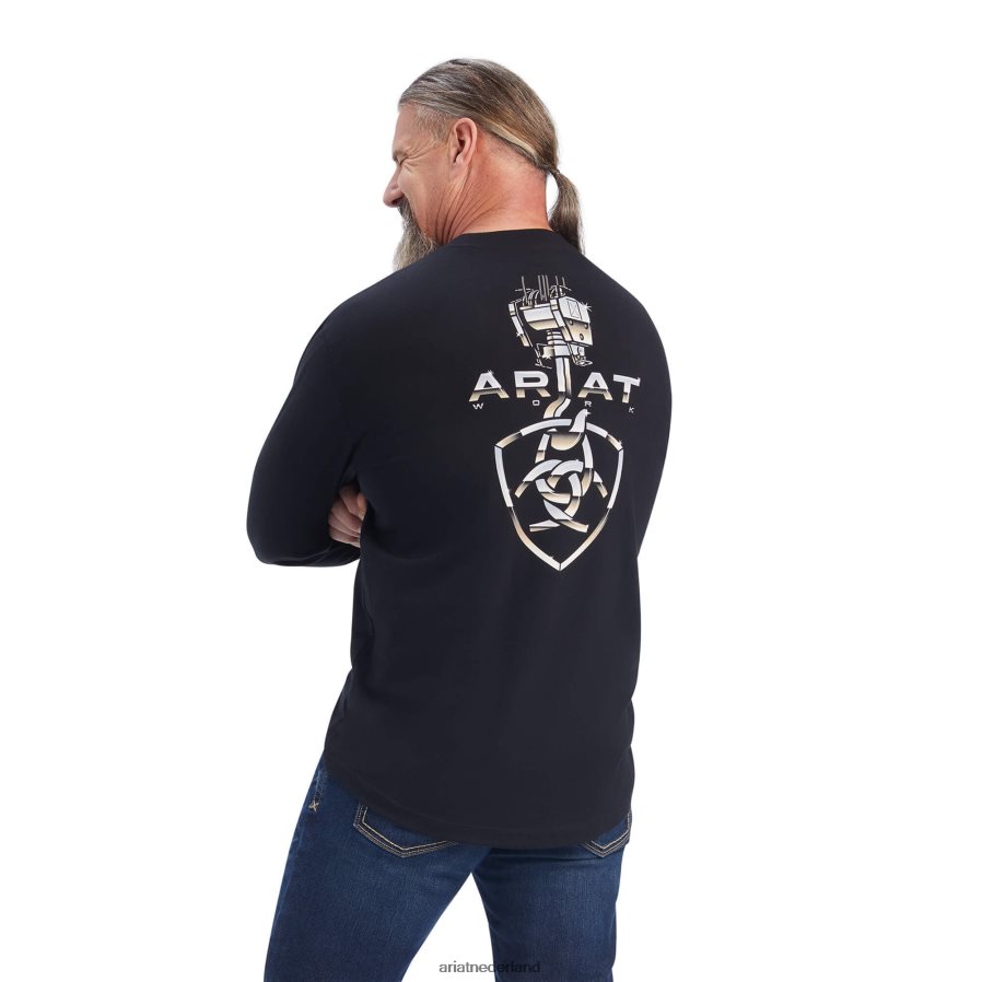 zwart wapening zwaar tillen t-shirt Ariat Heren toppen PJ26LN689