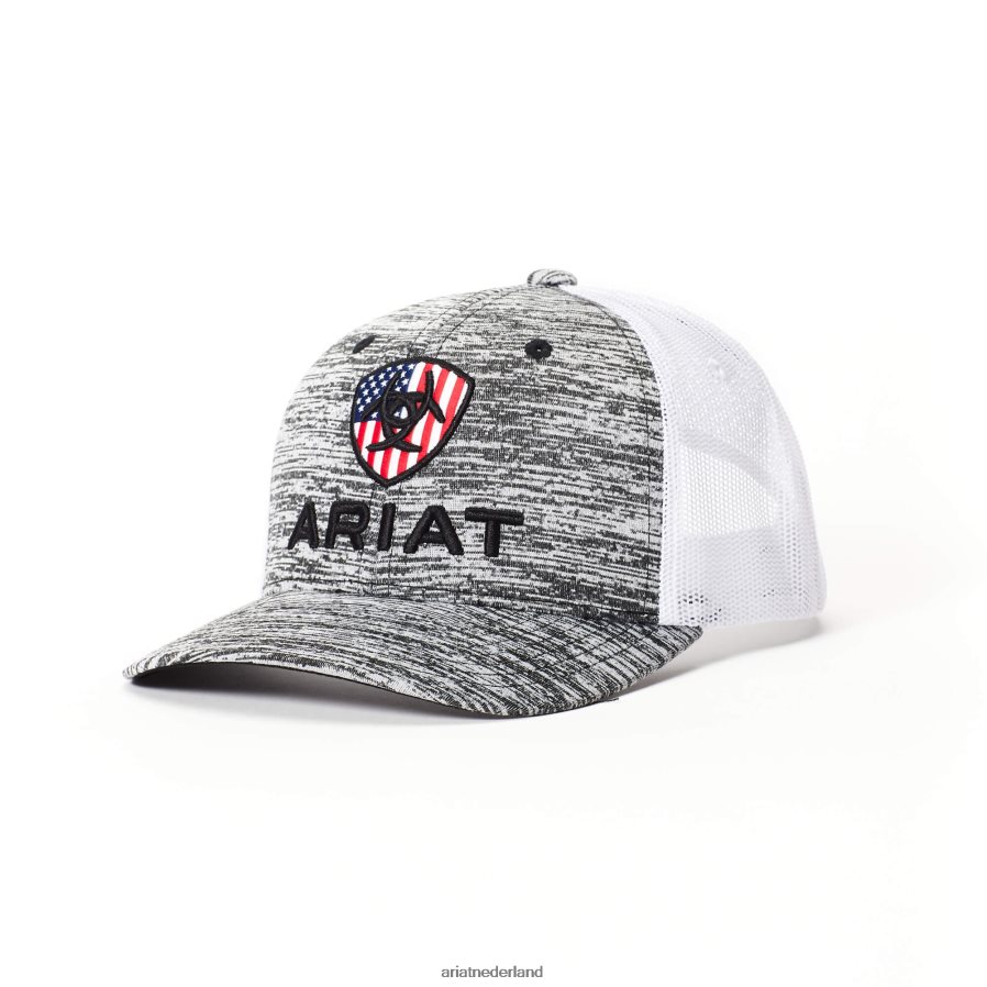 grijs vlagschild mesh snapback cap Ariat kinderen accessoires PJ26LN4174