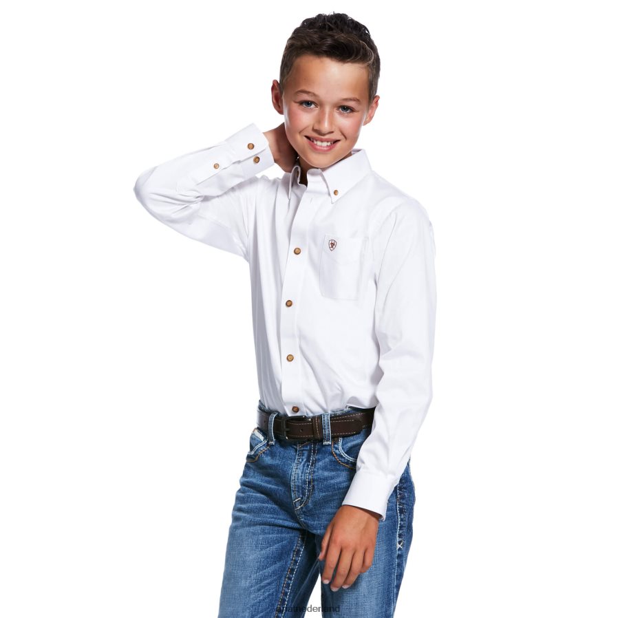 wit stevig twill overhemd met klassieke pasvorm Ariat kinderen collecties PJ26LN4064